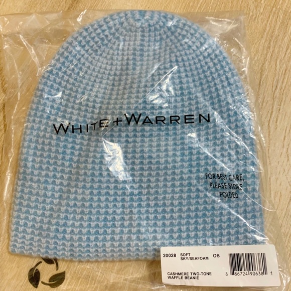White+warre cashmere Beanie blue waffles soft sky/seafoam - Picture 2 of 5